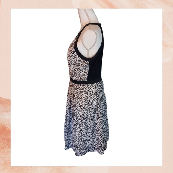 White House Black Market High Neck Sleeveless Fit and Flare Dress - Picture 3 of 6